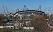 An aerial view of The Etihad Stadium during the Premier League match between Manchester Ci...