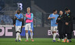 S.S. Lazio players greet the supporters at the end of the semi-final first leg of the Copp...