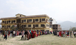 People queue to vote during Nepal's parliamentary election in Bhaktapur, Nepal, on March 5...