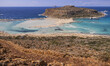 View of the Balos lagoon and with the warm sandy beach on the Greek island of Crete in Bal...