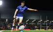 Josh Thewlis of Warrington Wolves participates in the pre-game warm-up during the Betfred...