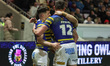 Josh Thewlis of Warrington Wolves celebrates his try during the Betfred Super League Round...