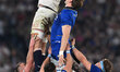 Alex Coles of England and Federico Ruzza of Italy participate in the Guinness Six Nations...
