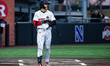 Tristan Salinas (36) of the Rutgers Scarlet Knights reacts during an NCAA baseball game at...