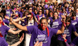 A group of women dances during a march for International Women's Rights Day in Brussels, B...