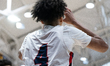 Josh Rivera celebrates after making a 3-point shot during the Catholic High School Athleti...