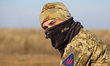 A masked soldier from the Khanter (Hunter) group of Ukraine's 208th Khersonska Anti-Aircra...