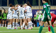 Switzerland players celebrate scoring the 0-1 goal during the UEFA Women's European qualif...
