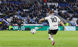 Scott Twine of Bristol City fires the ball towards the goal during the Sky Bet Championshi...