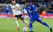 Jason Knight of Bristol City races to intercept Stephy Mavididi of Leicester City during t...