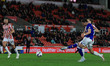 George Hirst of Ipswich shoots and scores to make it 3-2 during the Sky Bet Championship m...