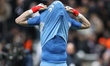Aaron Ramsdale of Newcastle United shows dejection at full time during the UEFA Champions...