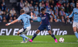 Endrick of Lyon is seen in action during the UEFA Europa League 2025/26 Round of 8 MD1 mat...