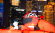 Two sets of large inflatable rubber F1 racers appear at North Bund ahead of the upcoming C...