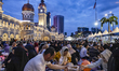 An aerial view of Muslims breaking fast at Dataran Merdeka (Merdeka or Independence Square...