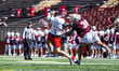 Andrew Crosby of the Rutgers Scarlet Knights takes a shot during an NCAA men's lacrosse ga...
