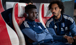 Matchoi Djalo and Tomas Tavares are seen before the game between KS Cracovia and Wisla Plo...