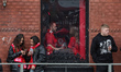 Manchester United fans at The Trafford pub during the Premier League match between Manches...