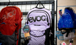 EVOC sports travel bags are displayed at the Sport Expo in Krakow, Poland, on March 15, 20...