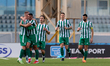 Kenan Dervisagic of Floriana celebrates with teammates after scoring the 0-1 goal during t...