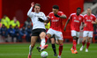 Igor Jesus of Nottingham Forest competes with Sander Berge of Fulham during the Premier Le...