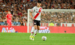 Lautaro Rivero of River Plate controls the ball during a Copa de la Liga Profesional match...