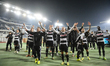 Players of Universitatea Cluj celebrate during the Romania Superliga playoff match between...