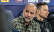 Pep Guardiola, manager of Manchester City, during the UEFA Champions League last 16 second...