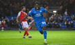 David Kamara celebrates after scoring the team's third goal during the Sky Bet League 1 ma...