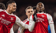 Eberechi Eze celebrates a 1-0 goal at Emirates Stadium in London, United Kingdom, on March...