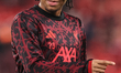 Rio Ngumoha of Liverpool participates in the pregame warmup session during the UEFA Champi...