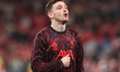 Andrew Robertson of Liverpool participates in the pregame warmup session during the UEFA C...
