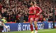 Ryan Gravenberch of Liverpool celebrates his goal to make it 3-0 (3-1 aggregate) during th...