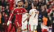 Cody Gakpo of Liverpool high-fives Roland Sallai of Galatasaray during the UEFA Champions...