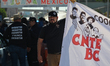 Teachers from the National Coordinator of Education Workers (CNTE) march at the Chaparral...