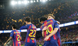 Fermin Lopez and Lamine Yamal celebrate during the match between FC Barcelona and Newcastl...