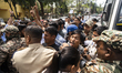 Students of Cotton University clash with police and security personnel during a protest de...
