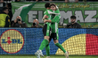 Antony Matheus dos Santos and Ez Abde of Real Betis celebrate a goal during the UEFA Europ...
