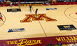 The March Madness logo is displayed on the court before the First Round of the NCAA Women'...