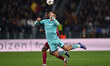 Evan N'Dicka of A.S. Roma and Thijs Dallinga of Bologna F.C. are in action during the UEFA...