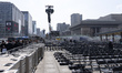 A view of the seating area for a BTS comeback concert at Gwanghwamun Square on March 20, 2...