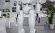 SHANGHAI, CHINA - MARCH 12:
 A humanoid robot from Honpe Technology stands on display dur...