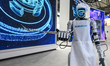 SHANGHAI, CHINA - MARCH 12: 
 The ROBAM G1 humanoid robot, wearing an apron and chef's ha...