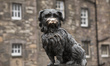 Greyfriars Bobby Statue is located at Candlemaker Row in Edinburgh, United Kingdom, on Feb...
