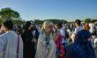 Filipino Muslims participate in the Eid al-Fitr prayer marking the end of Ramadan at Quiri...