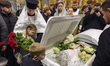 Ukrainian priests and worshippers attend a farewell ceremony for Honorary Patriarch of the...