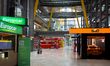 Car rental desks, including Europcar, Sixt, and Avis, are seen in Terminal 4 at Adolfo Sua...