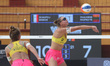 Aine Raupelyte of Lithuania hits the ball during the quarterfinal match of the 2026 Women'...