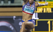 Anna Hall of United States competes in the Women's high jump event in the Women's Pentathl...