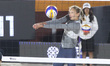 Katerina Pavelkova of the Czech Republic hits the ball during the semifinals match against...